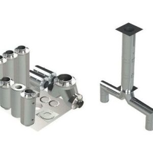 18" Double Wall Grease Duct Kit – Reduced Clearance, 10' Straight with Dual 12" Connections | No‑Weld Hood & Fan Adapters