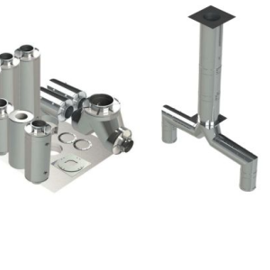 22" Double Wall Grease Duct Kit – Zero Clearance, 10' Straight with Dual 16" Connections | Includes No-Weld Hood & Fan Adapters