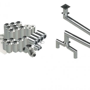 18" Double Wall Grease Duct Kit – Zero Clearance, 50' Straight with Four 90° Elbows & Dual 12" Connections | Includes No-Weld Hood & Fan Adapters