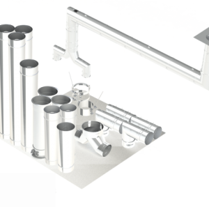 22" Single Wall Grease Duct Kit – 30' Straight, 2x 90° Elbows, Dual 16" Connections, No-Weld Hood & Fan Compatible